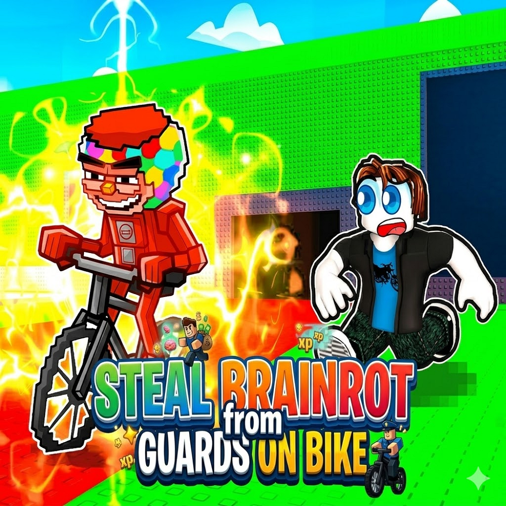 Steal Brainrot from Guards on Bike
